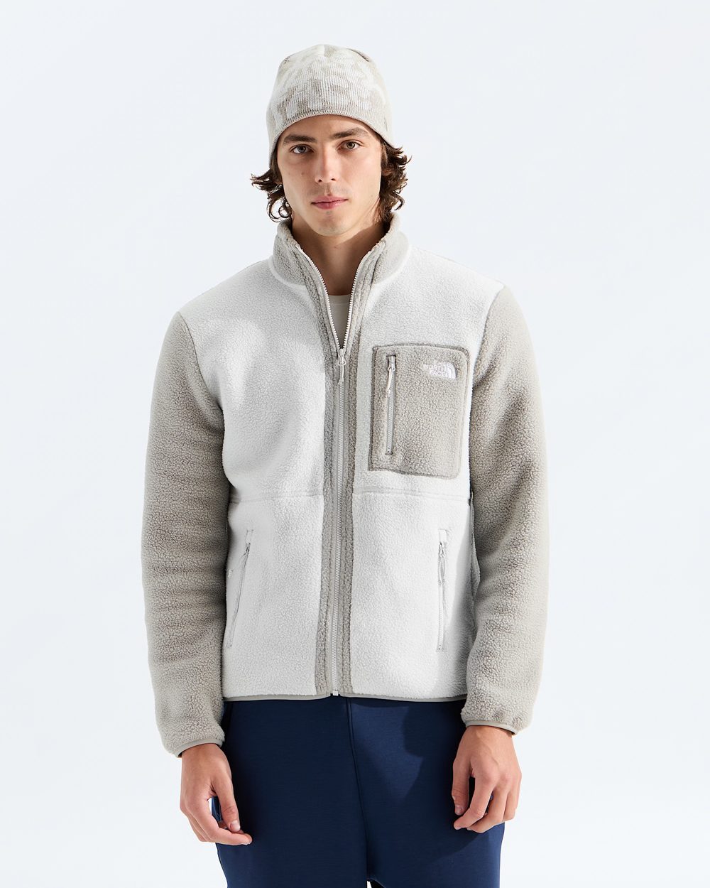 Men's Yumiori Full Zip Fleece, Cumulus Cloud / Stone Slab